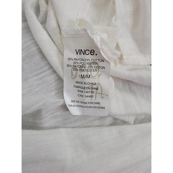 Vince Pullover Woman Medium White Ivory Striped Relax Oversized Coastal Nautical - Picture 8 of 8